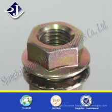 nuts and bolts manufacturers yellow zinc plated hex flange nut